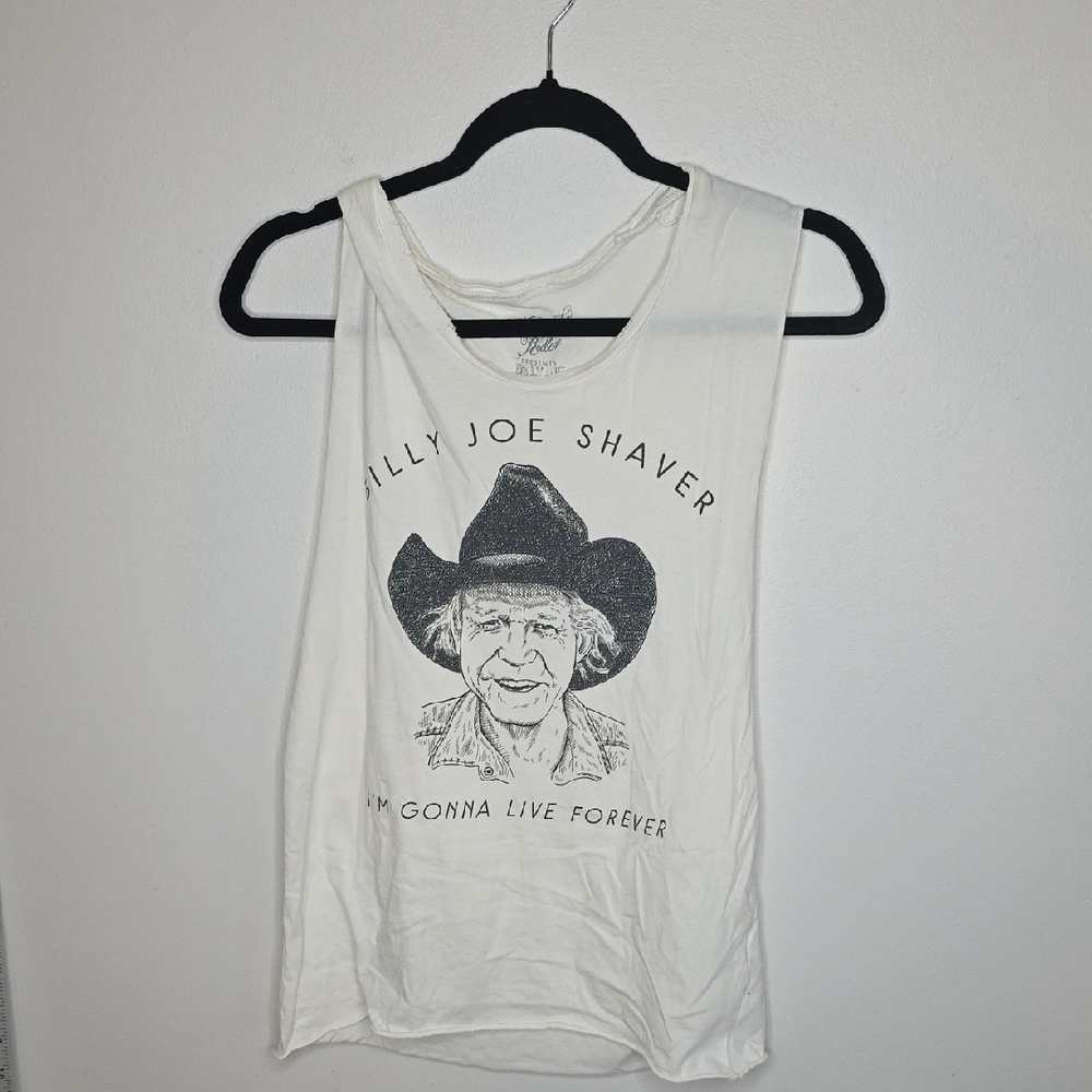 Midnight Rider Cream Graphic Tank Sz Small BILLY JOE SHAVER